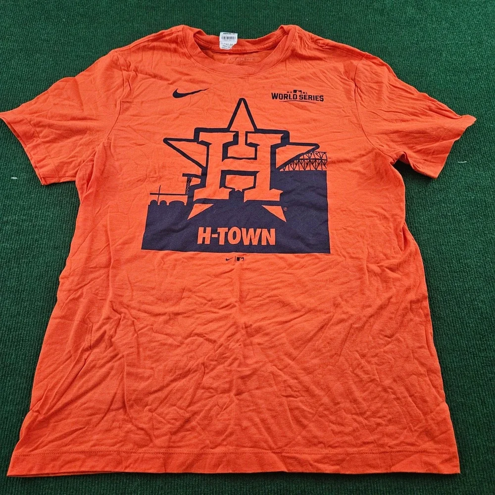 Nike Houston Astros MLB‎ World Series T Shirt Orange Navy Men's Medium